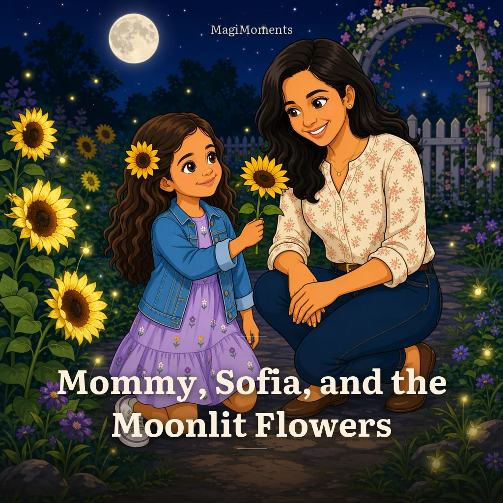 Example cover: Mommy, Sofia, and the Moonlit Flowers