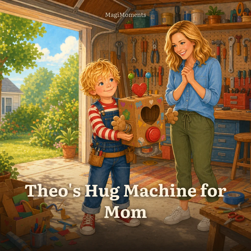 Example cover: Theo's Hug Machine for Mom