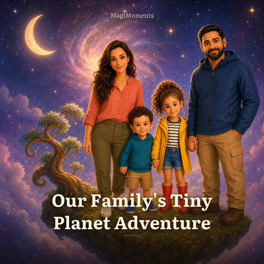 Example cover: Our Family's Tiny Planet Adventure